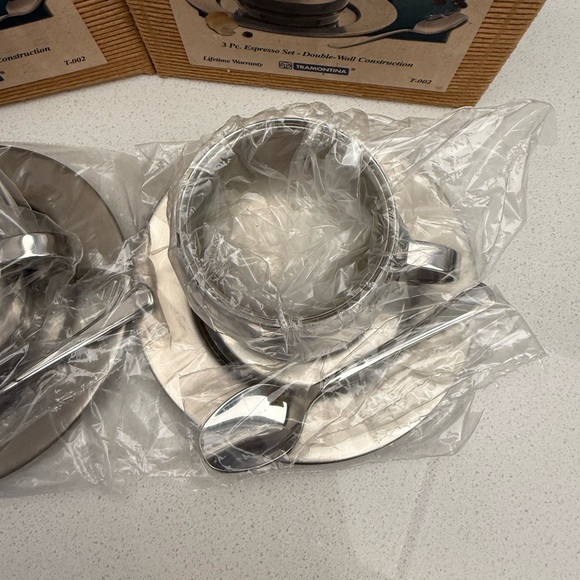 Set of 2 Vintage Stainless Steel Espresso Sets 1990s Coffee - Picture 6 of 11